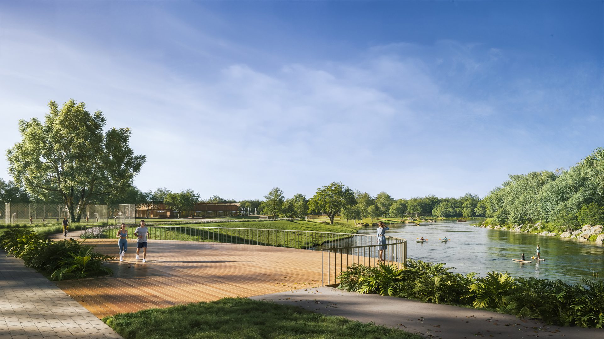 Parque linear de 2 km às margens do rio — Rioparque — Bairro Planejado
