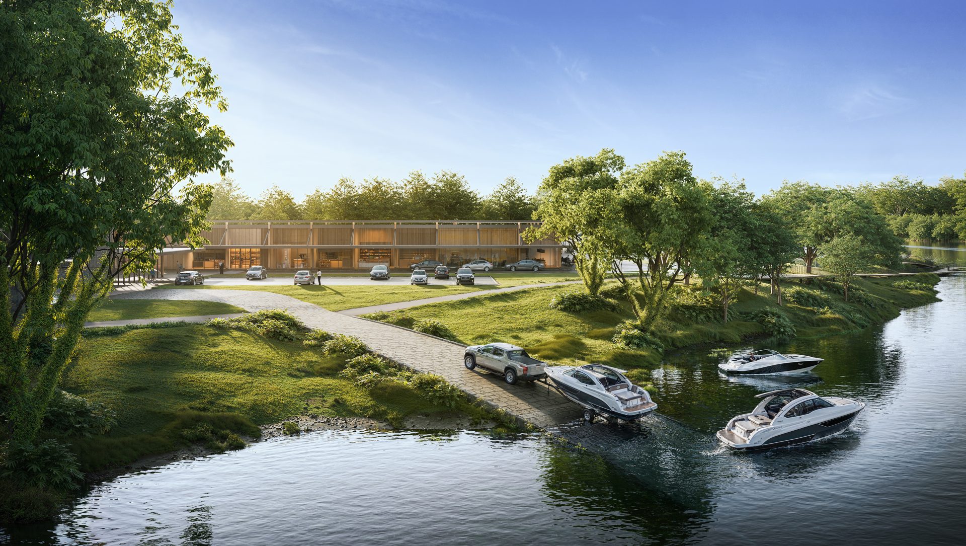 Marina fluvial integrada ao bairro — Rioparque — Bairro Planejado